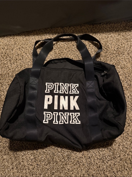 PINK Victoria's Secret Handbags - PINK Black Canvas Tote with White Logo